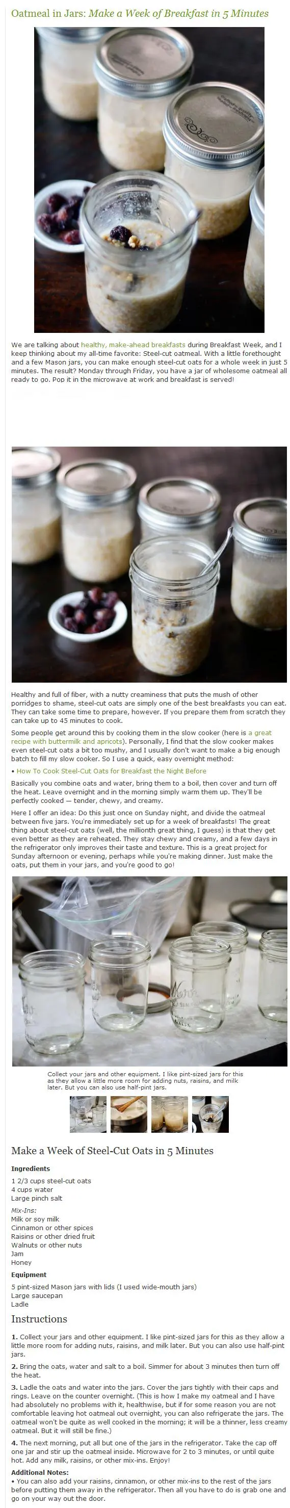 /fit/ recipe - Oatmeal in Jars